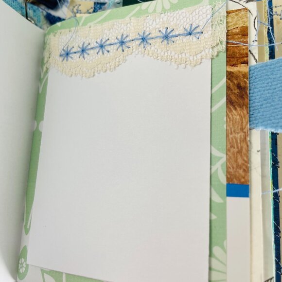 Handmade Junk Journal Mini Patchwork Fabric with Writing Board Ephemera Loaded u - Picture 15 of 16